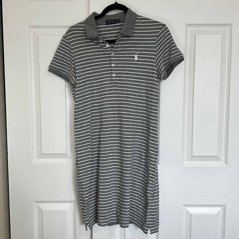 Grey and white striped polo ralph lauren dress. Large.